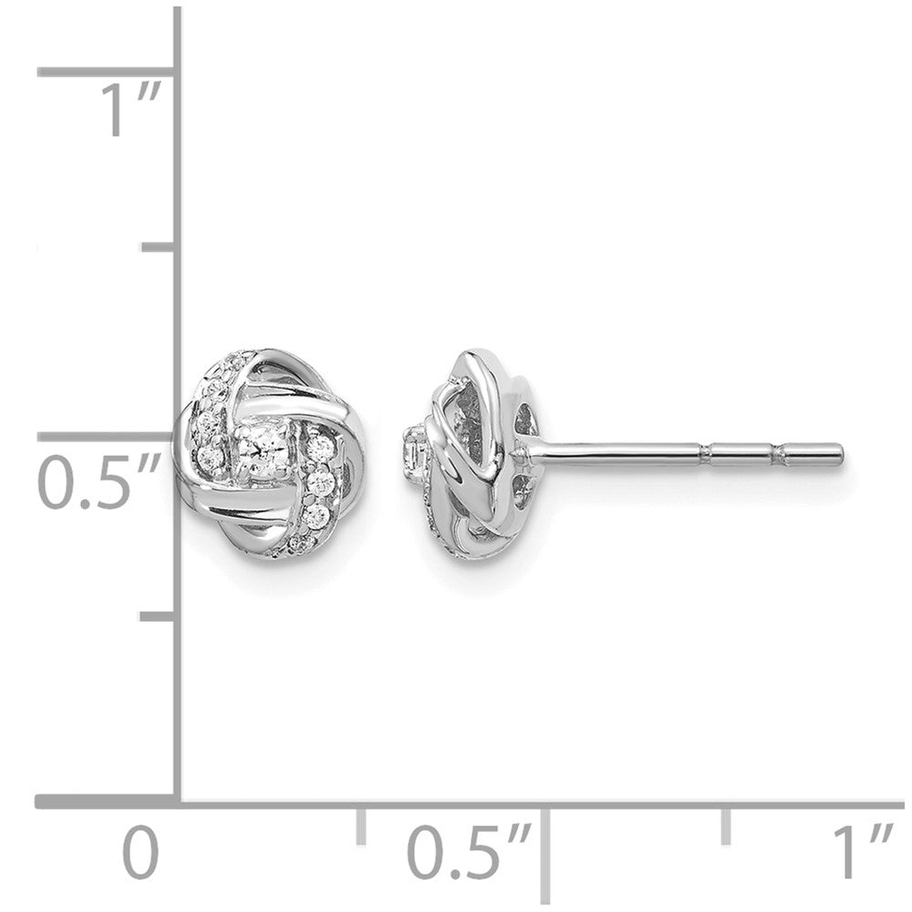 14k White Gold Real Diamond Knot Post Earrings