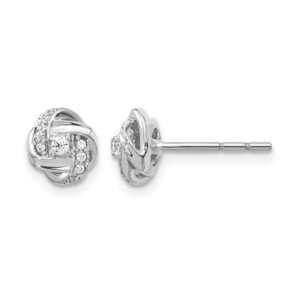 14k White Gold Real Diamond Knot Post Earrings