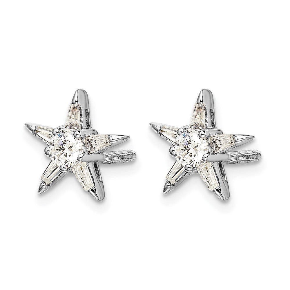 14k White Gold Real Diamond Star Shaped Earrings