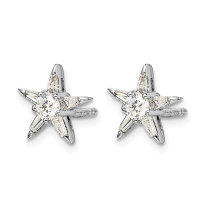 14k White Gold Real Diamond Star Shaped Earrings