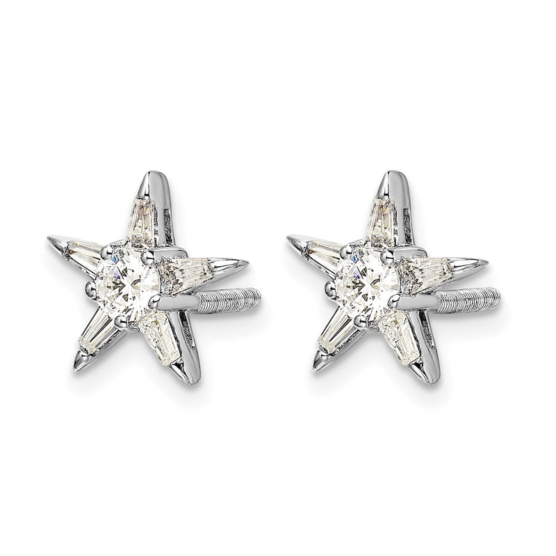 14k White Gold Real Diamond Star Shaped Earrings