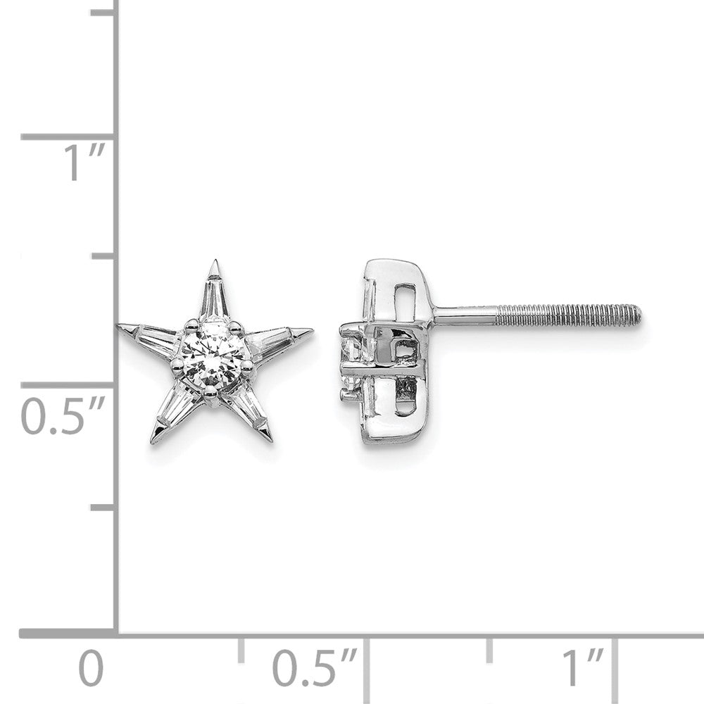 14k White Gold Real Diamond Star Shaped Earrings