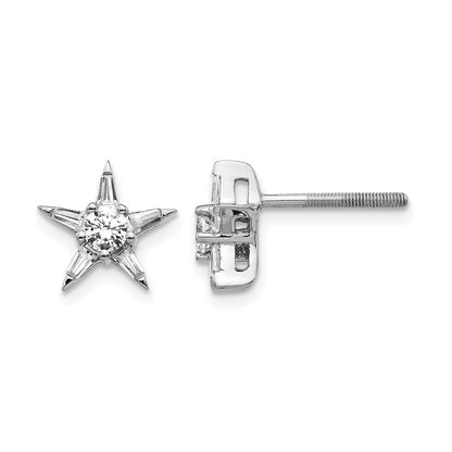 14k White Gold Real Diamond Star Shaped Earrings