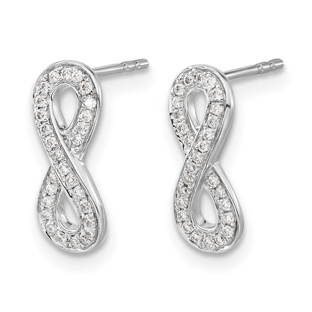14k White Gold Real Diamond Infinity Earrings