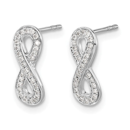 14k White Gold Real Diamond Infinity Earrings