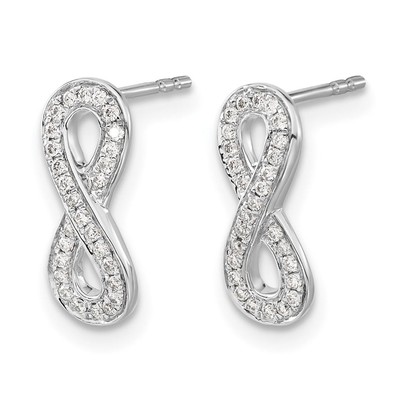 14k White Gold Real Diamond Infinity Earrings