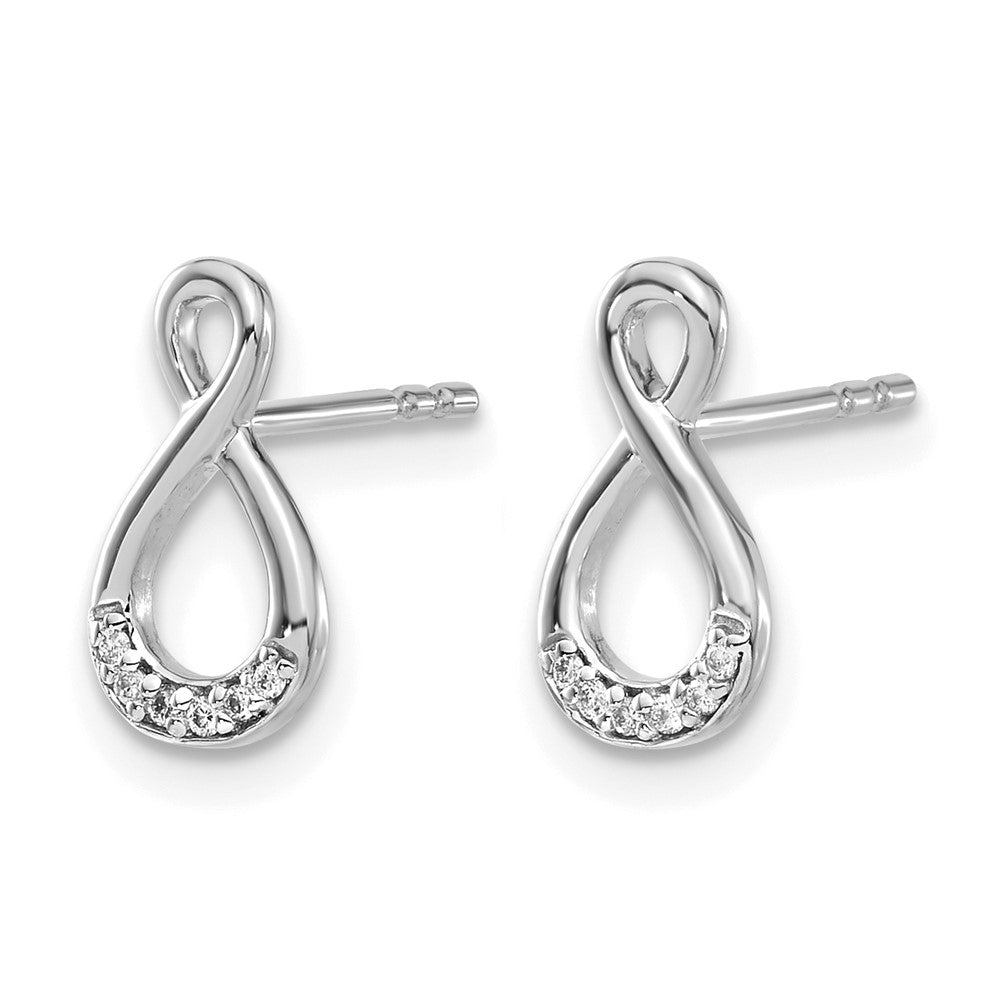 14k White Gold Real Diamond Twisted Post Earrings