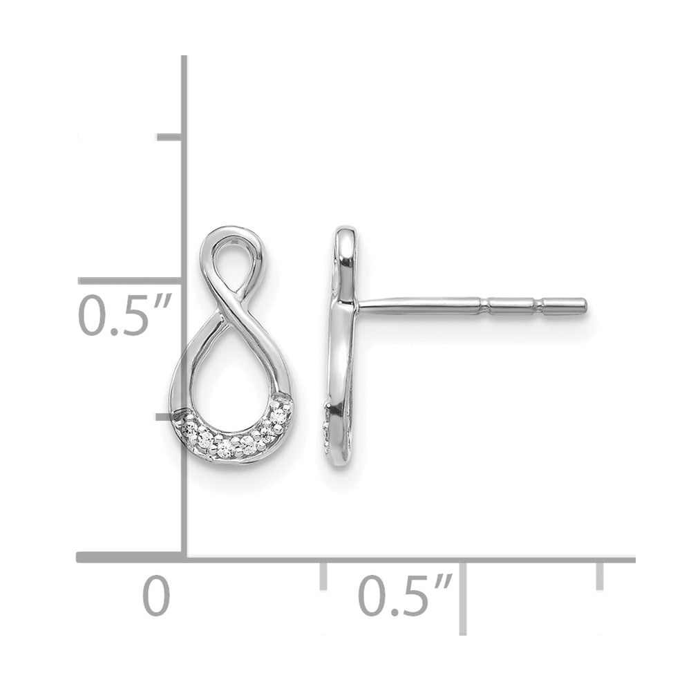 14k White Gold Real Diamond Twisted Post Earrings