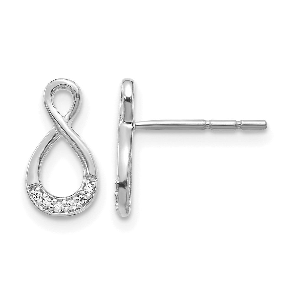 14k White Gold Real Diamond Twisted Post Earrings