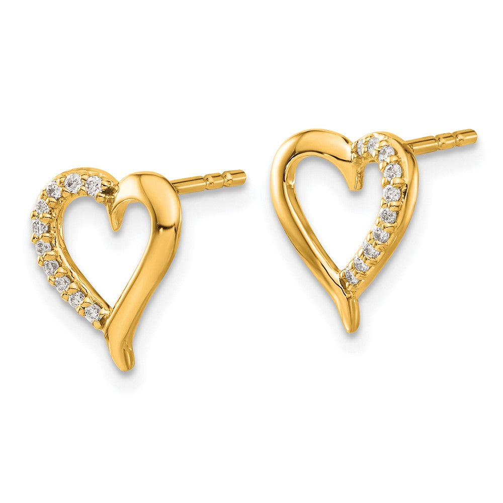 14k Yellow Gold Two Tone 1/10 Ct. Lab Grown Diamond VS/SI+ G+ Complete Heart Post Earrings