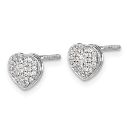 14K White Gold Lab Grown VS/SI+ G+ Diamond Heart Screwback Post Earrings