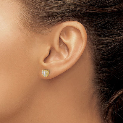14k Yellow Gold Lab Grown VS/SI+ G+ Dia Heart Screwback Post Earrings
