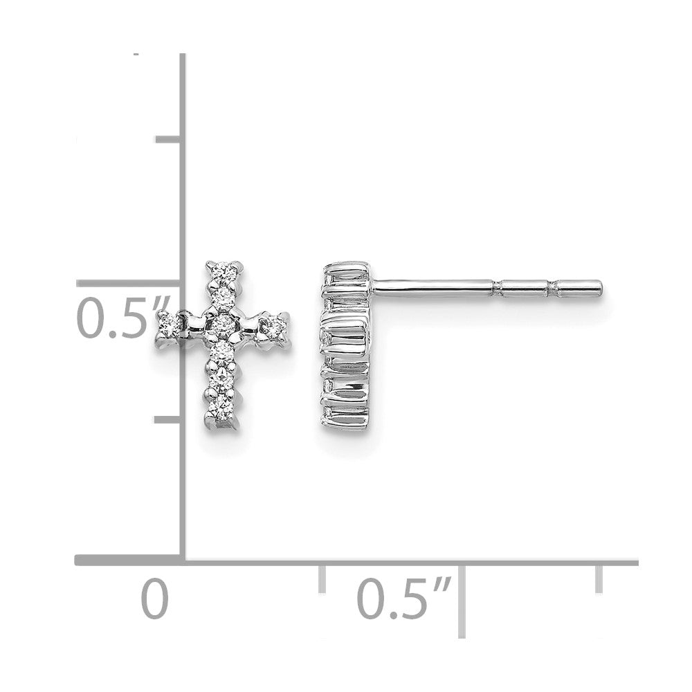 14k White Gold Polished Real Diamond Cross Post Earrings