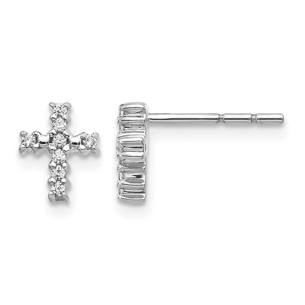 14k White Gold 1/10 Ct. Lab Grown Diamond VS/SI+ G+ Cross Post Earrings