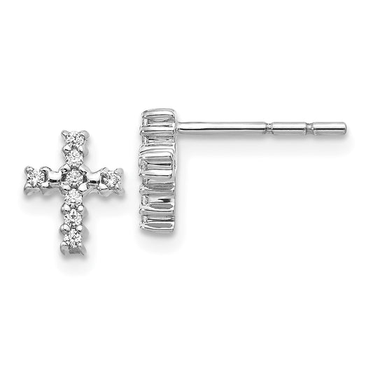 14k White Gold 1/10 Ct. Lab Grown Diamond VS/SI+ G+ Cross Post Earrings