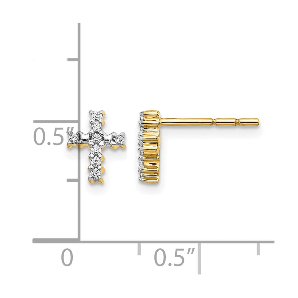 14k Yellow Gold 1/10 Ct. Lab Grown Diamond VS/SI+ G+ Cross Post Earrings