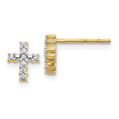 14k Yellow Gold 1/10 Ct. Lab Grown Diamond VS/SI+ G+ Cross Post Earrings