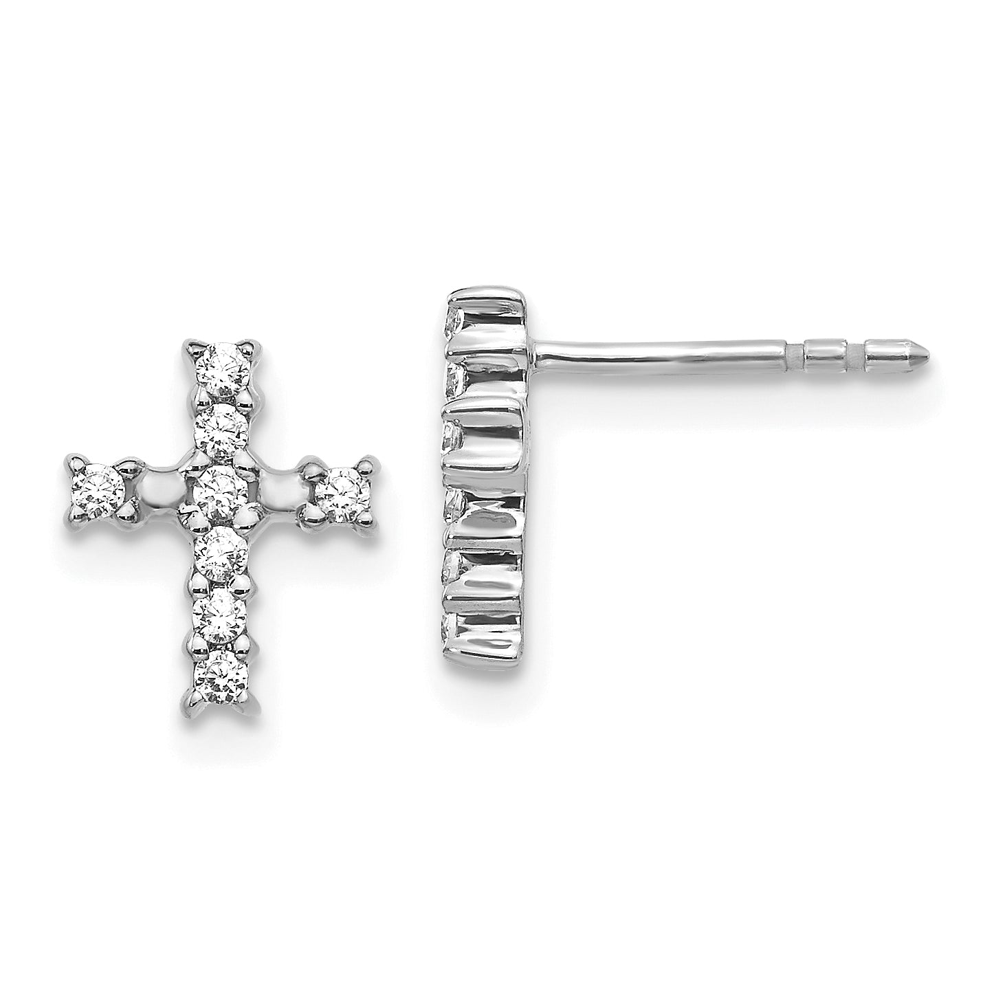 14k White Gold 1/5 Ct. Lab Grown Diamond VS/SI+ G+ Cross Post Earrings