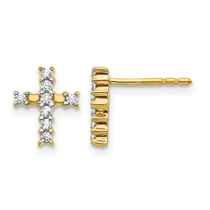 14k Yellow Gold 1/5 Ct. Lab Grown Diamond VS/SI+ G+ Cross Post Earrings