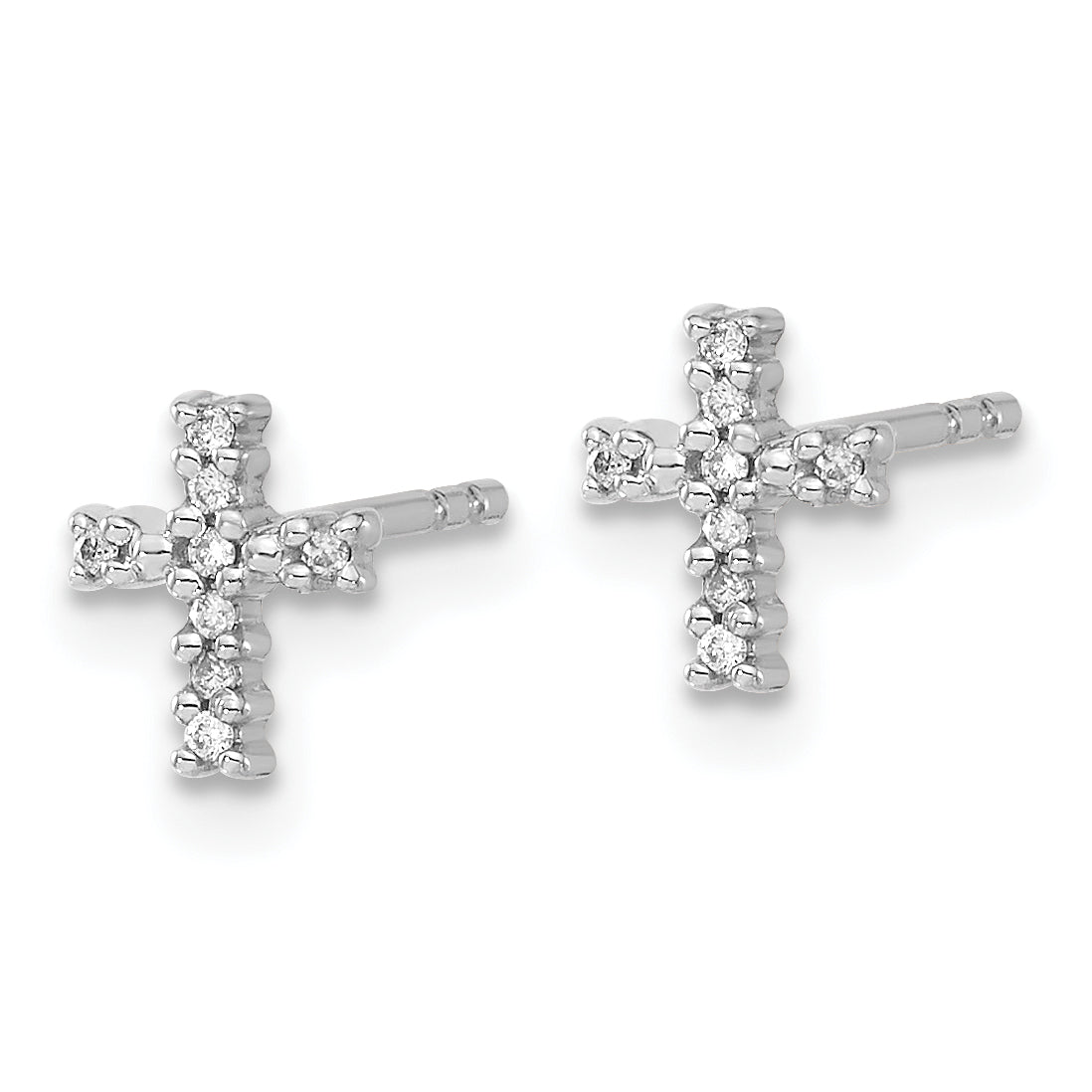 10K White Gold Polished Diamond Cross Post Earrings