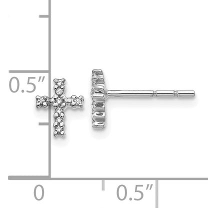 10K White Gold Polished Diamond Cross Post Earrings