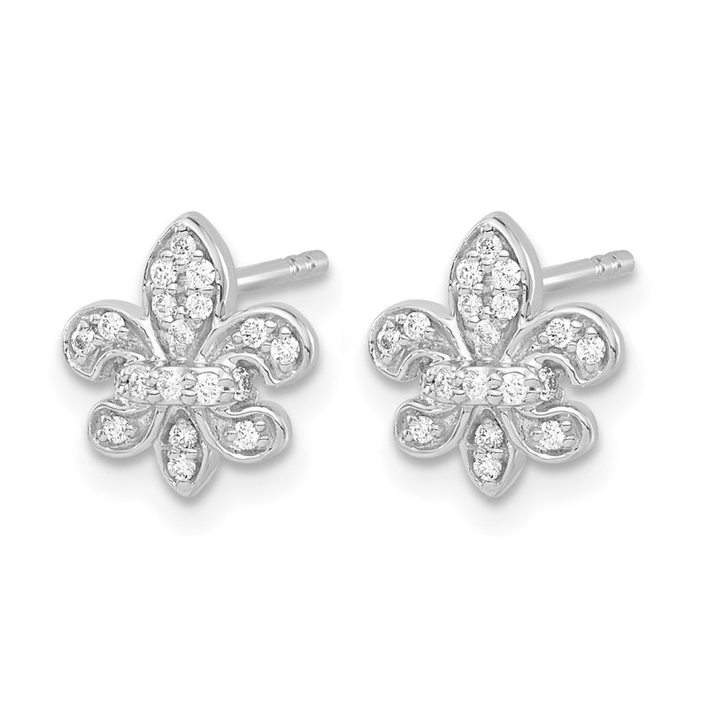 14K White Gold Lab Grown VS/SI+ G+ Diamond Fleur de Lis Post Earrings