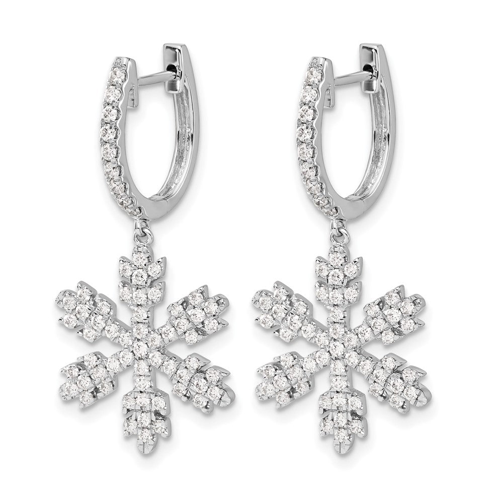 14k White Gold Real Diamond Snowflake Earrings