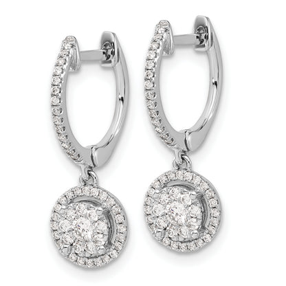 14k White Gold 1/2 Ct. Lab Grown Diamond VS/SI+ G+ Halo Hinged Hoop Earrings