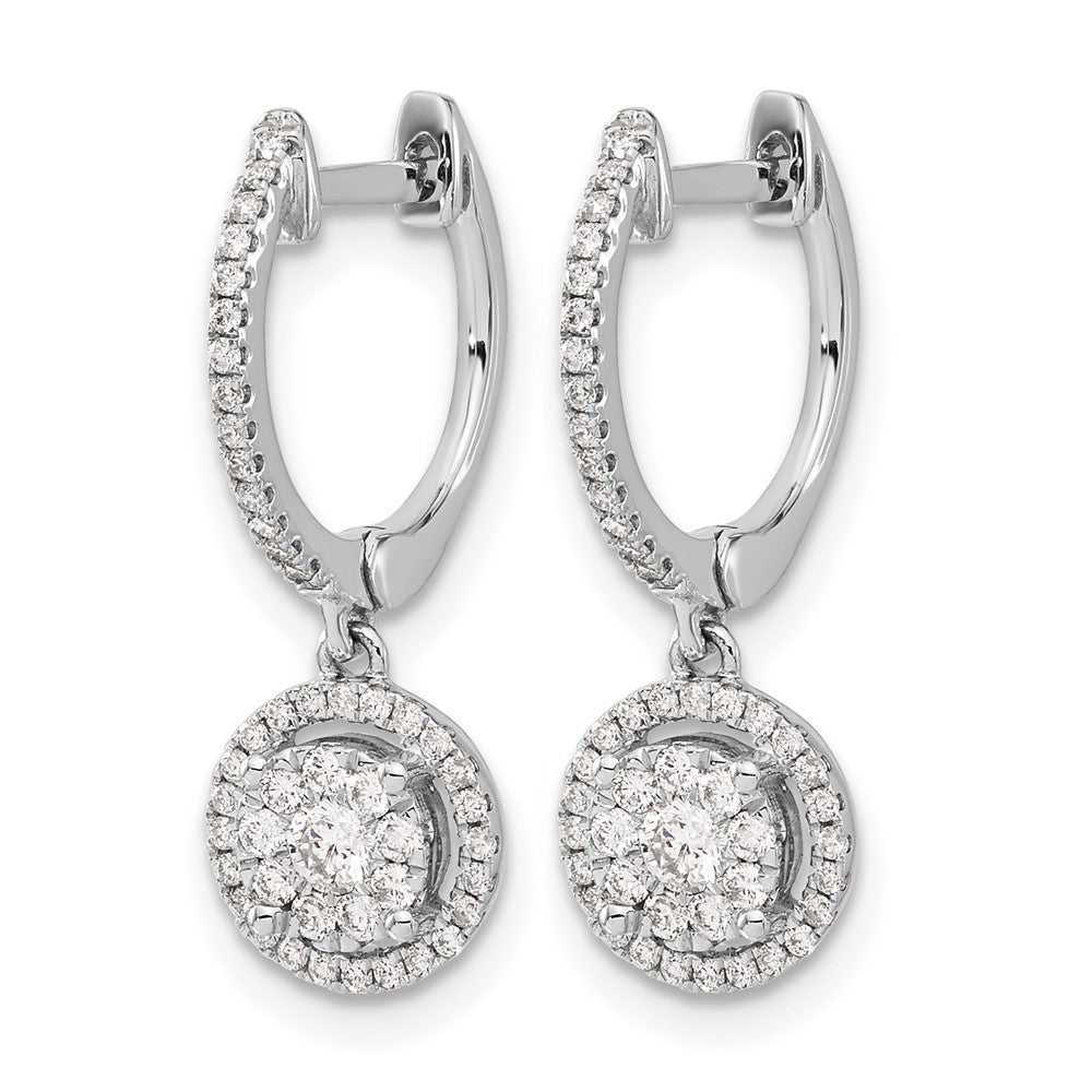 14k White Gold Real Diamond Hinged Hoop Earrings