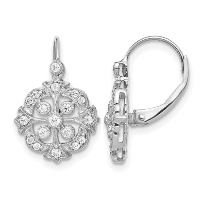 14k White Gold 1/3 Ct. Lab Grown Diamond VS/SI+ G+ Complete Fashion Leverback Earrings