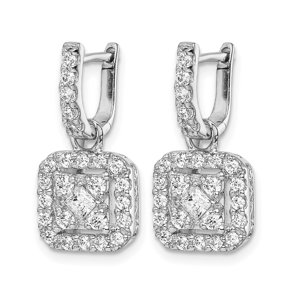 14k White Gold Real Diamond Hinged Earrings