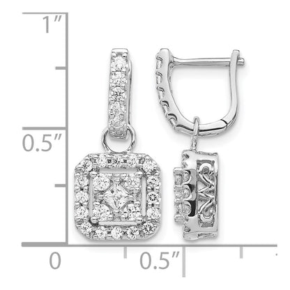 14k White Gold Real Diamond Hinged Earrings
