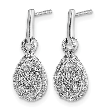 14k White Gold Real Diamond Teardrop Post Earrings