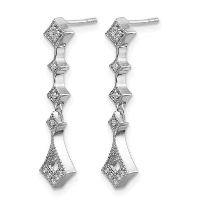 14k White Gold Real Diamond Vintage Earrings
