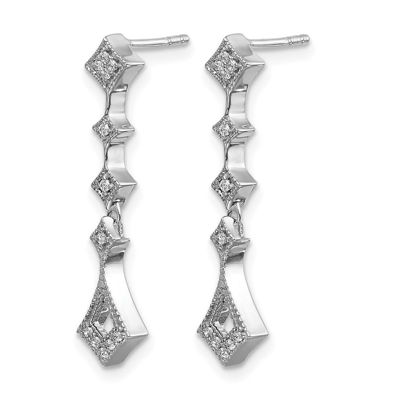 14k White Gold Real Diamond Vintage Earrings