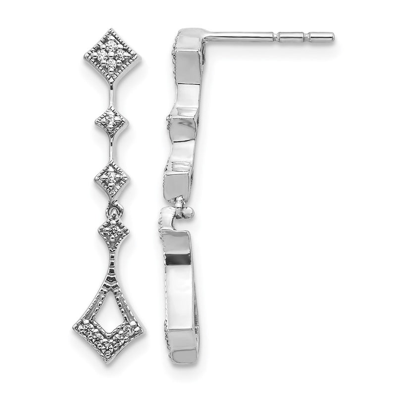 14k White Gold Real Diamond Vintage Earrings