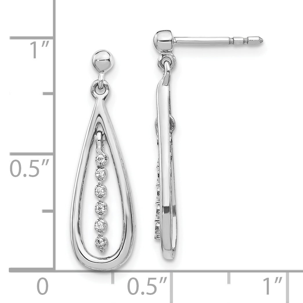10K White Gold Diamond Teardrop Post Earrings