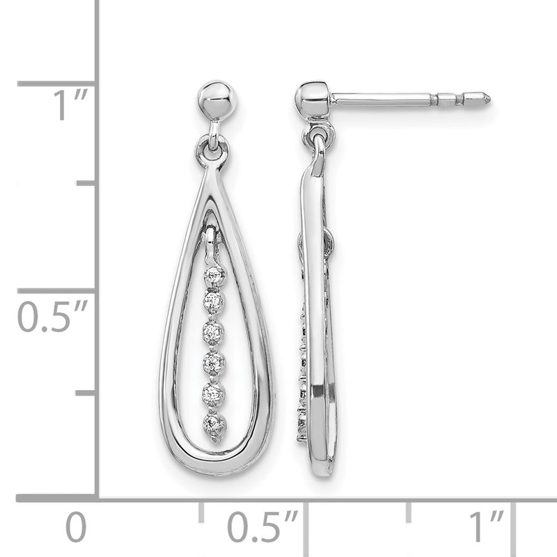 10K White Gold Diamond Teardrop Post Earrings