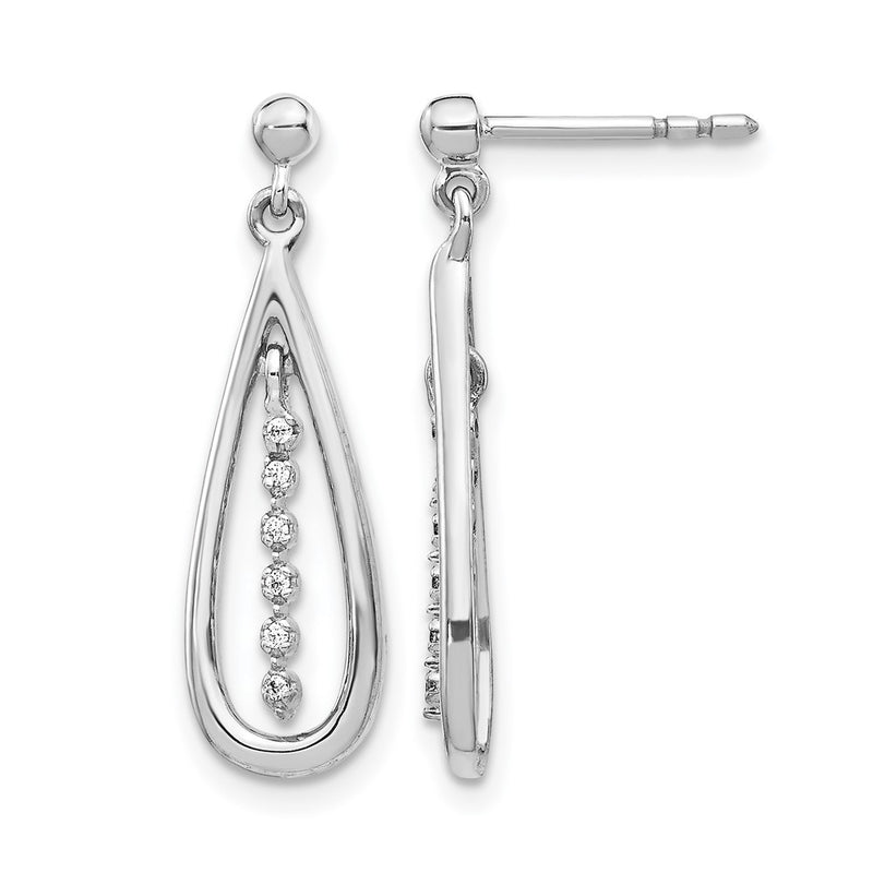 10K White Gold Diamond Teardrop Post Earrings