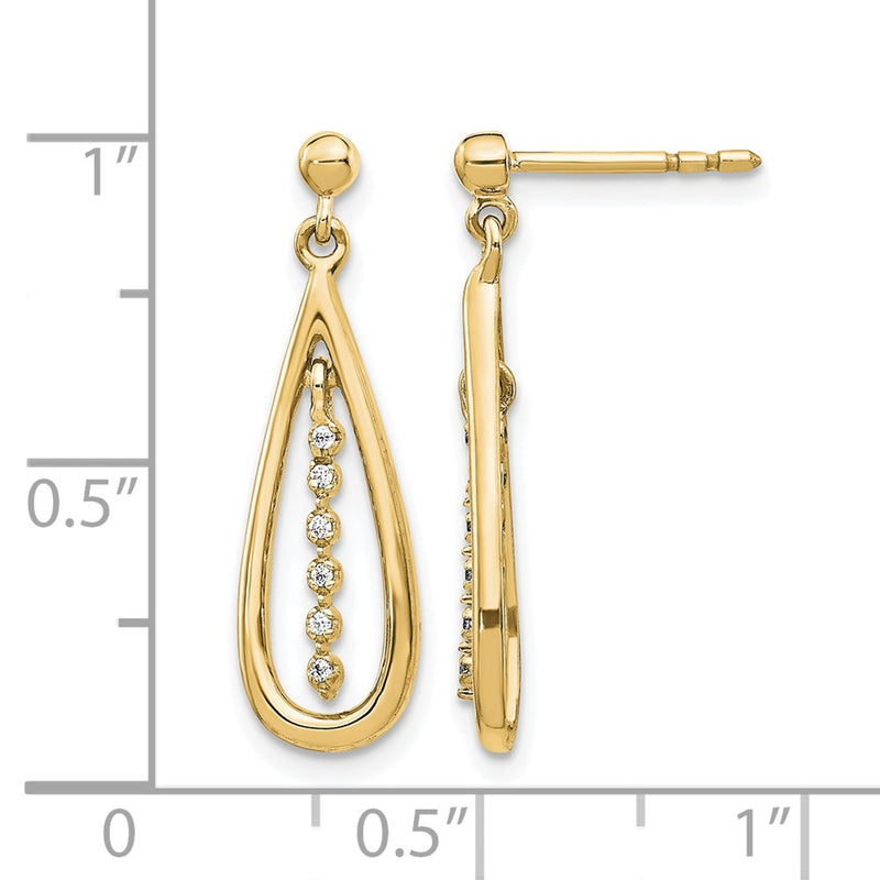 10K Yellow Gold Diamond Teardrop Post Earrings