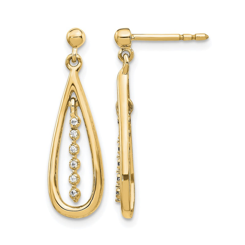 10K Yellow Gold Diamond Teardrop Post Earrings