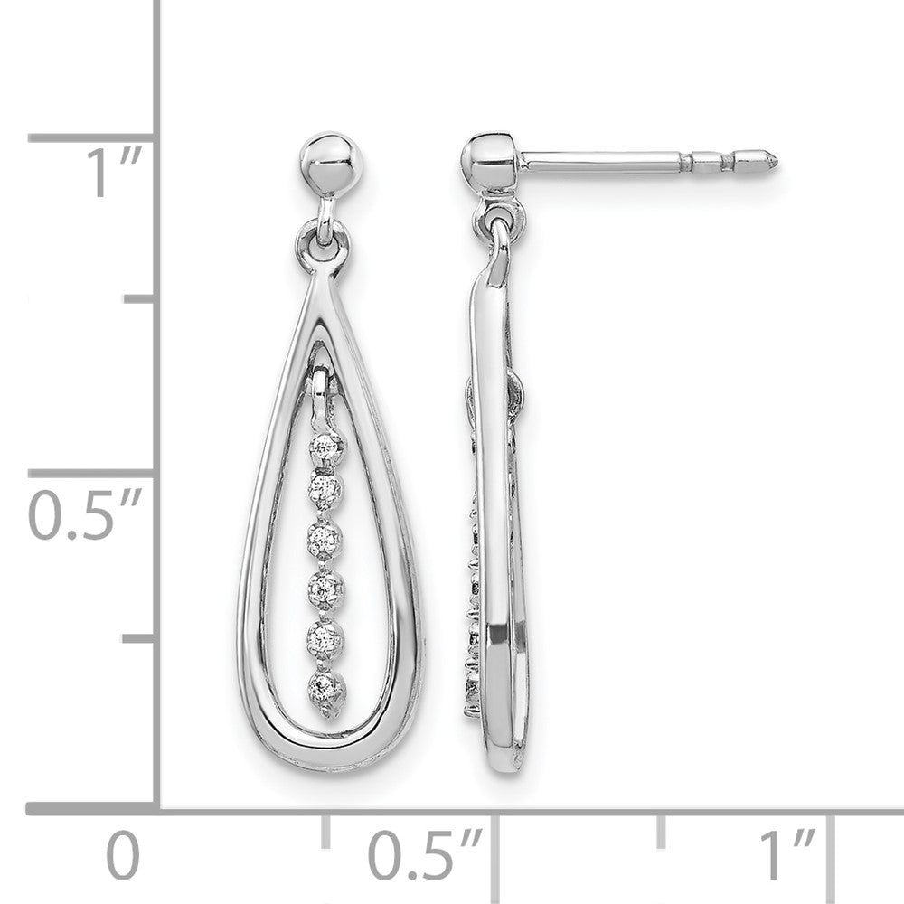 14k White Gold Real Diamond Teardrop Post Earrings