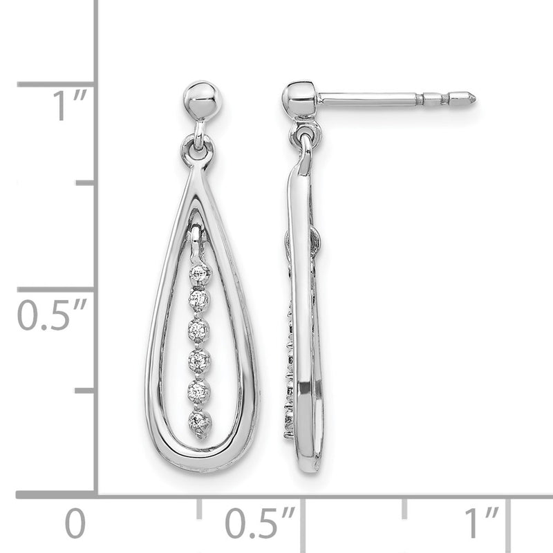 14k White Gold Real Diamond Teardrop Post Earrings