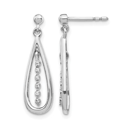14k White Gold Real Diamond Teardrop Post Earrings