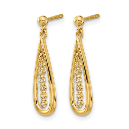 14k Yellow Gold Real Diamond Teardrop Post Earrings