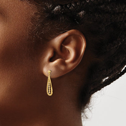 14k Yellow Gold Real Diamond Teardrop Post Earrings