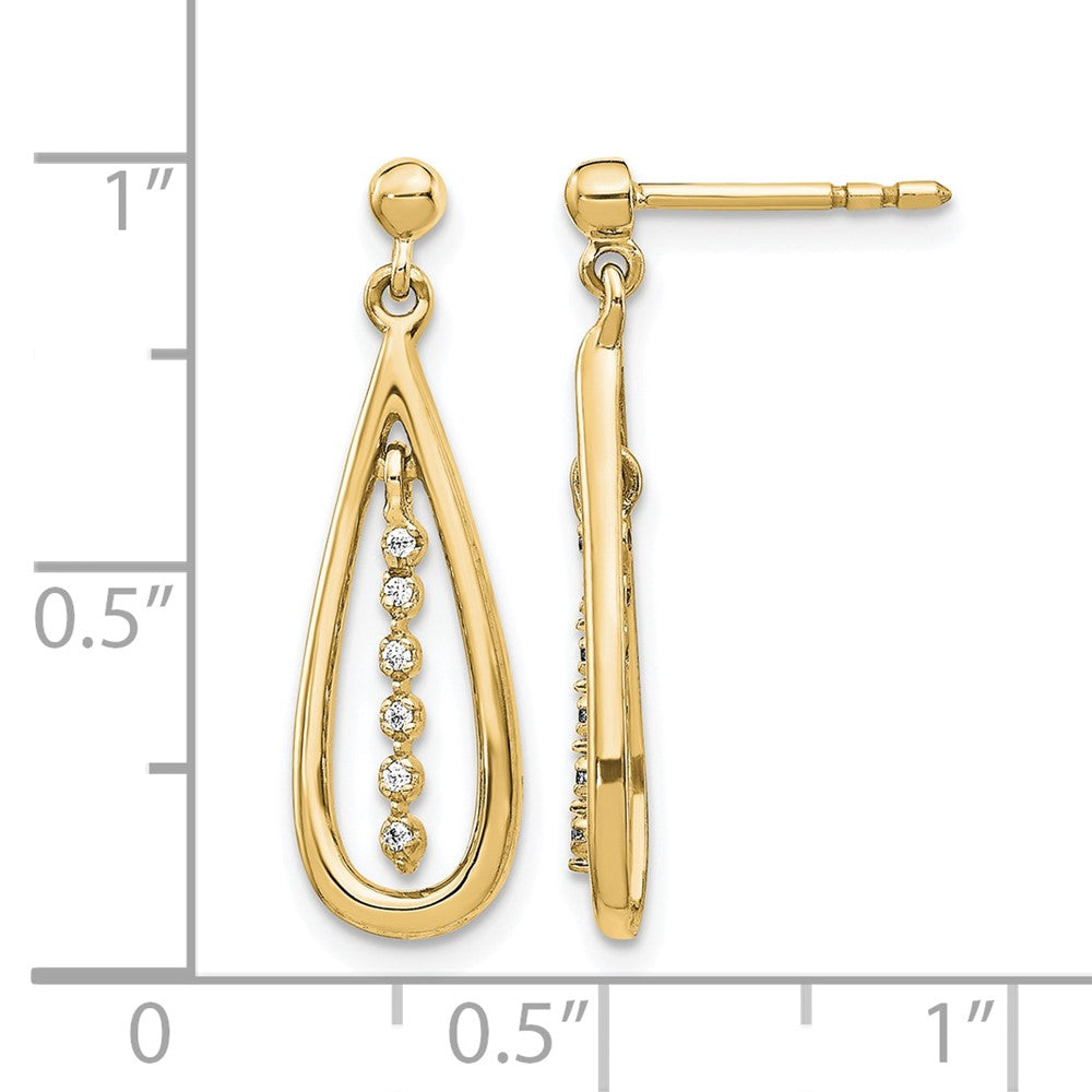 14k Yellow Gold Real Diamond Teardrop Post Earrings