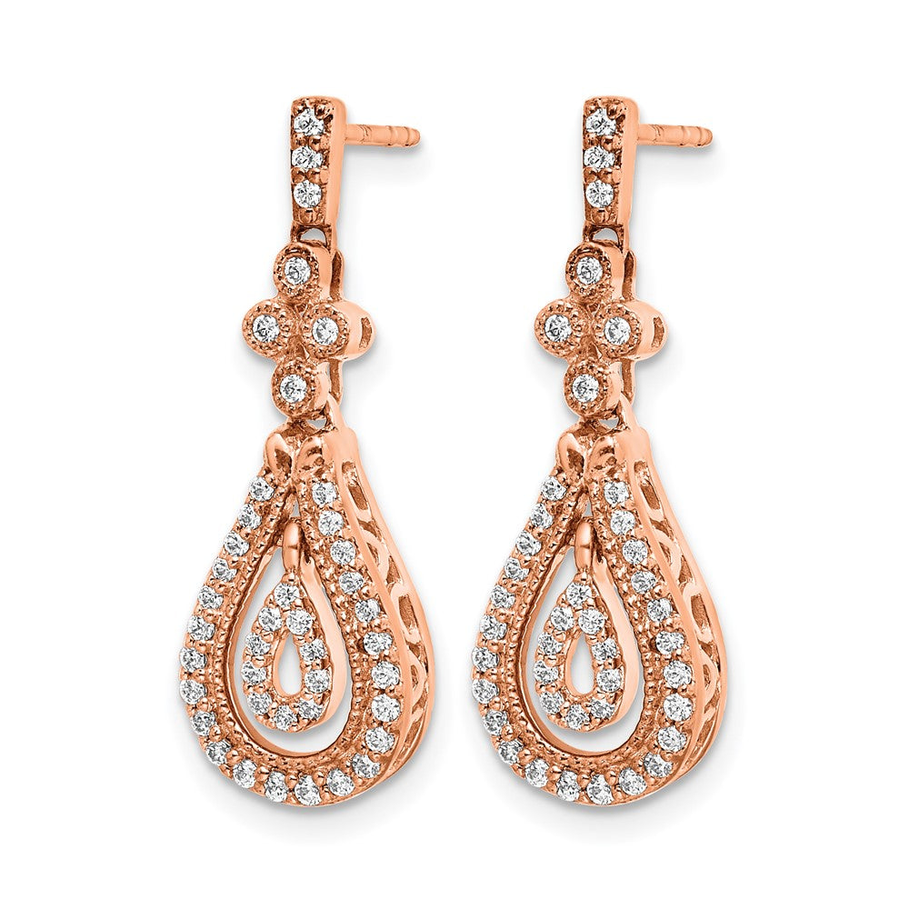 14k Rose Gold Polished Real Diamond Post Earrings