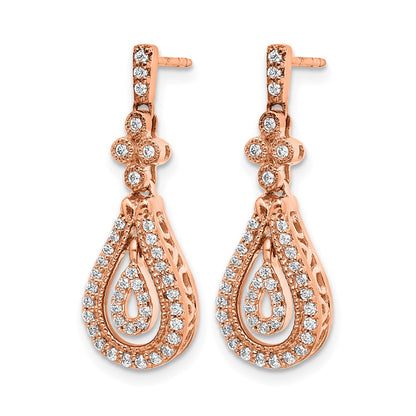 14k Rose Gold Polished Real Diamond Post Earrings