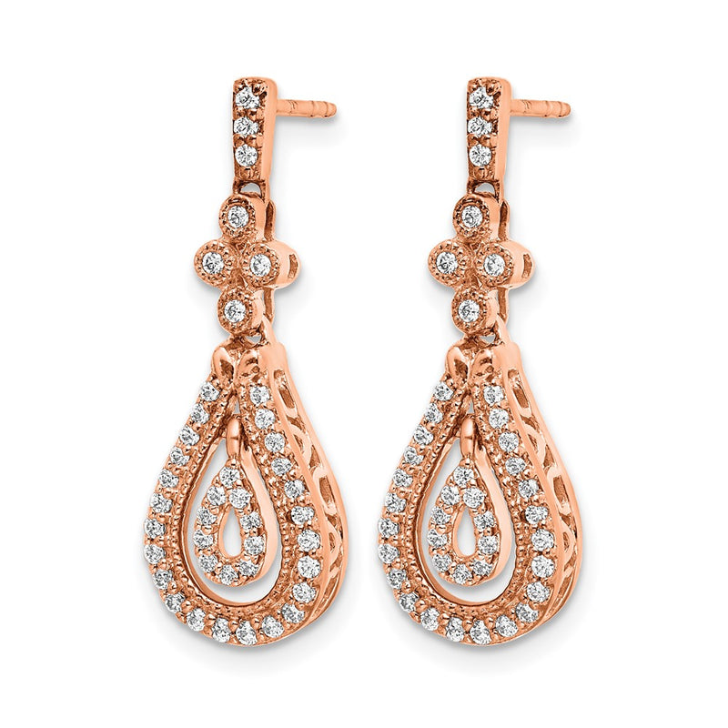 14k Rose Gold Polished Real Diamond Post Earrings
